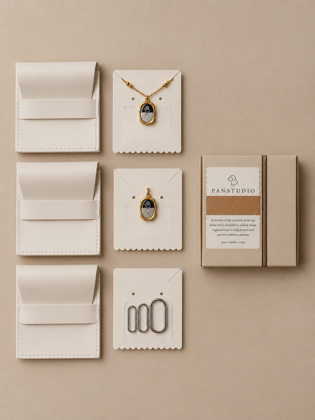 【 PANSTUDIO 】Vintage Badge Matching Jewelry Necklace Set – Gold Floral Pendant Jewelry