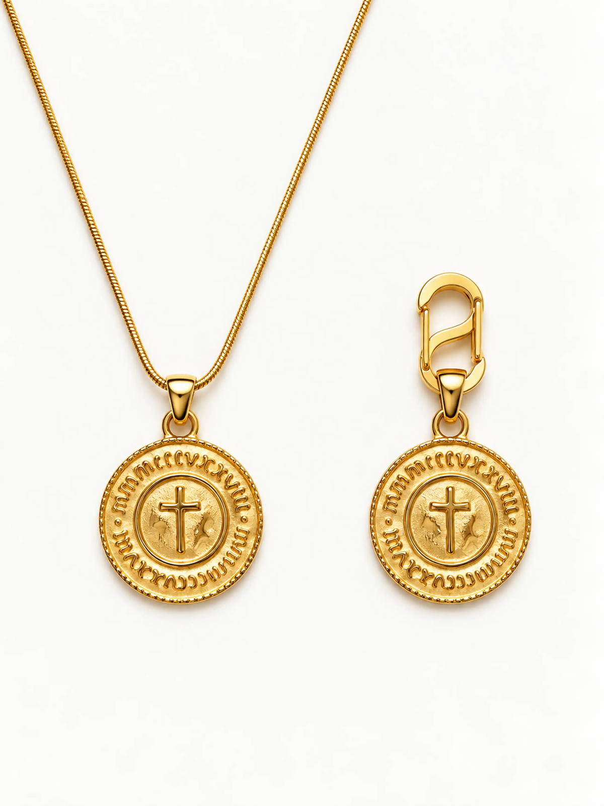 【PANSTUDIO】 Vintage Cross Necklace & Dog Charm Set